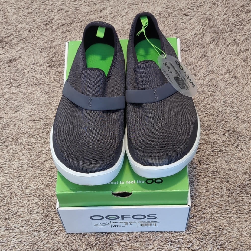 OOFOS OOMG Fibre Low Women Slate Purple Slip-On Shoes Size 10